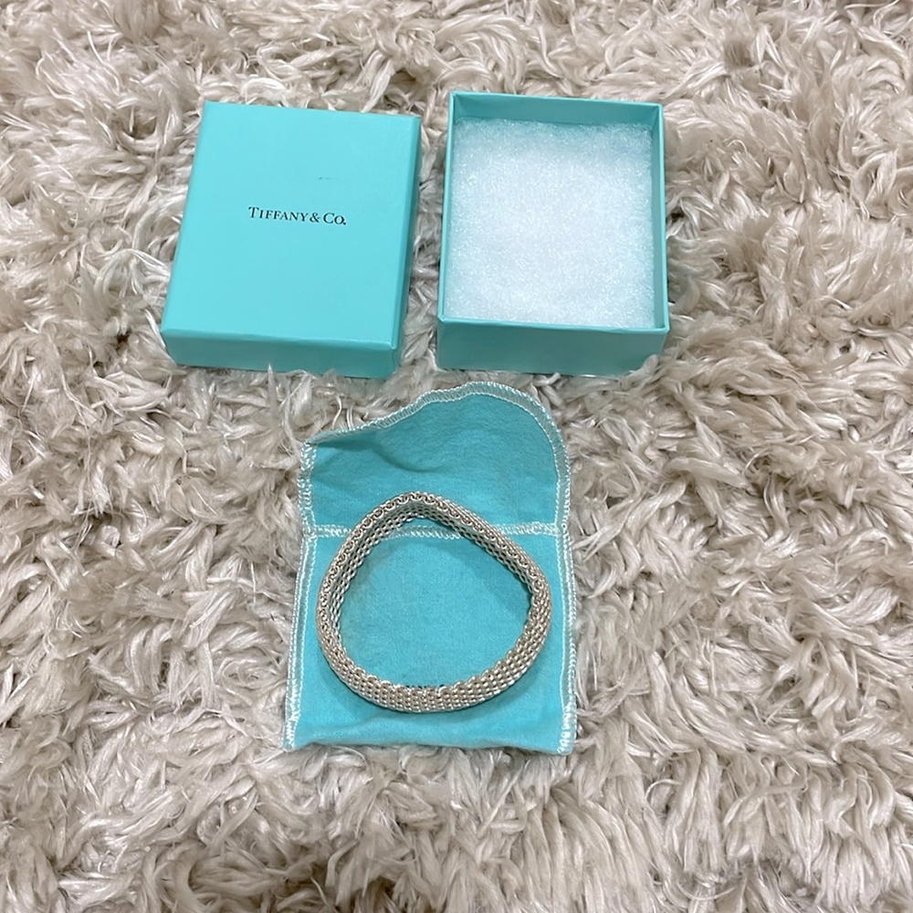 Tiffany & Co Sterling Silver Somerset Mesh Bangle Bracelet